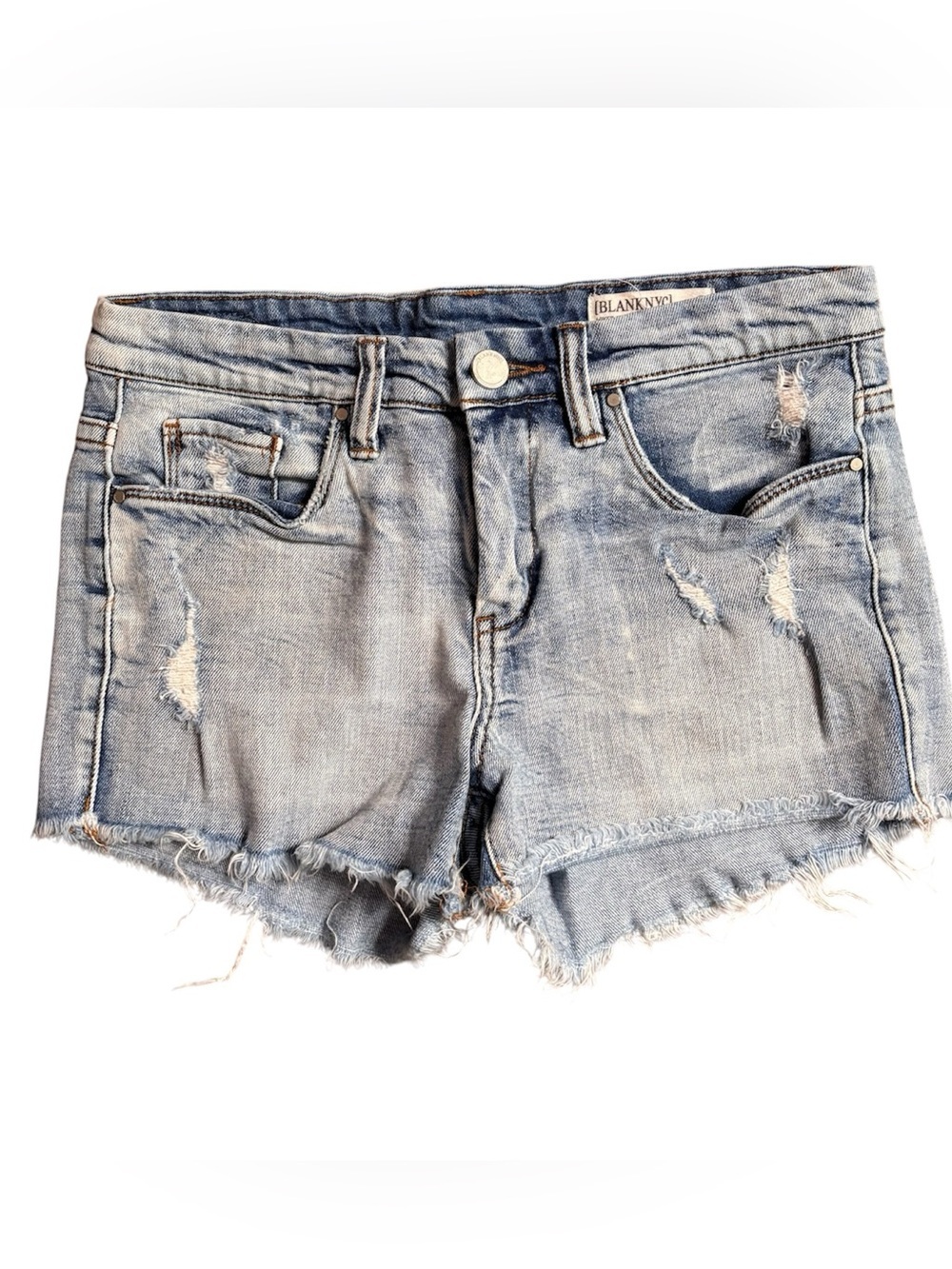Blank NYC Hiker Short Light Blue Distressed Denim Jean Shorts Size 26